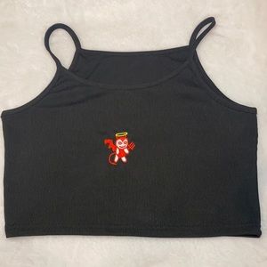 Black tank top crop top with cartoon devil